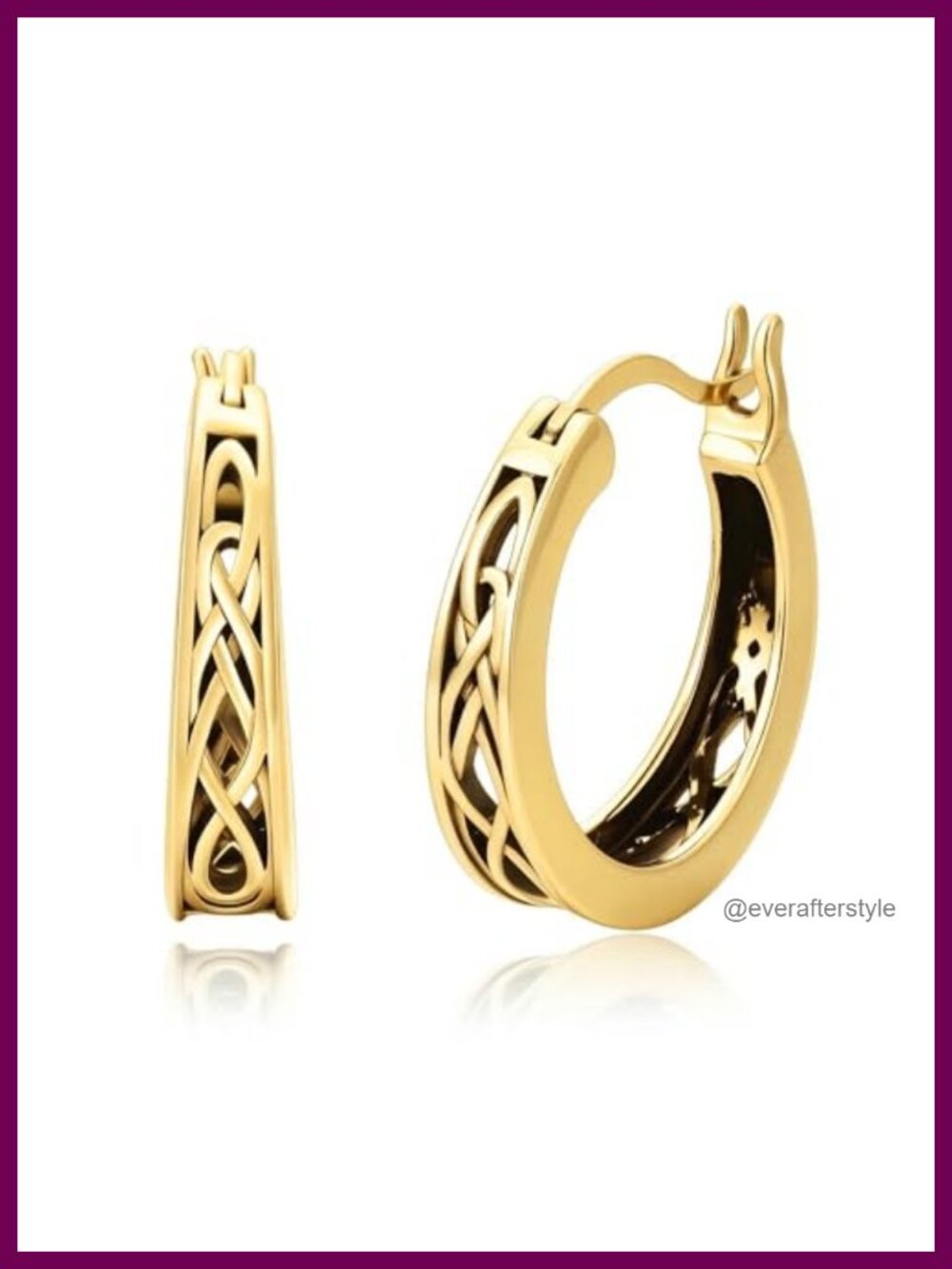 14K Gold Plated Celtic Knot Hoop Earrings for Women Hollowed Irish Jewelry